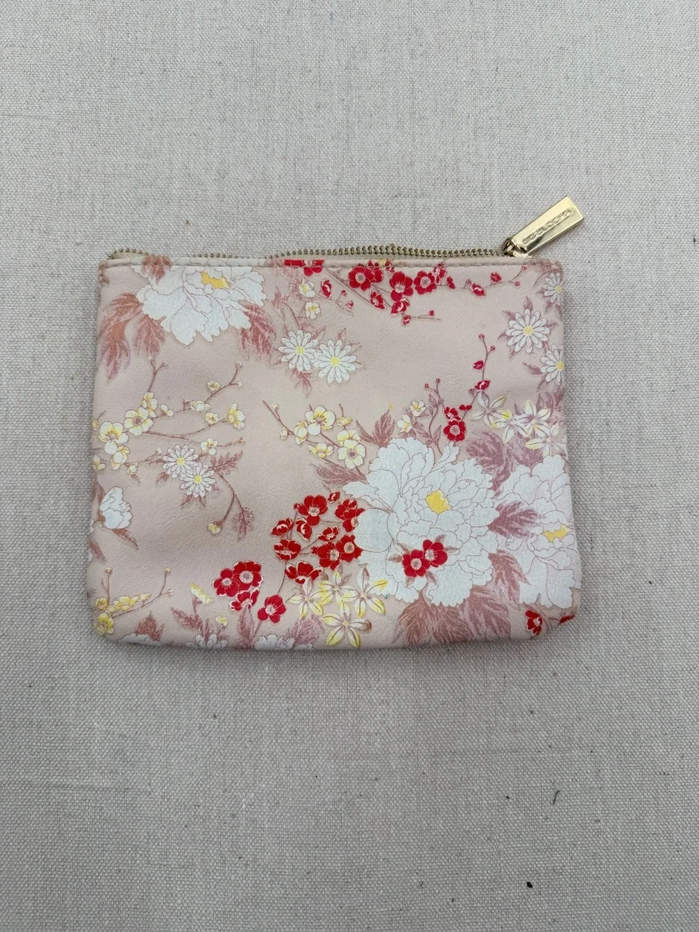 Floral Zip Pouch - Pink Floral Coin Wallet